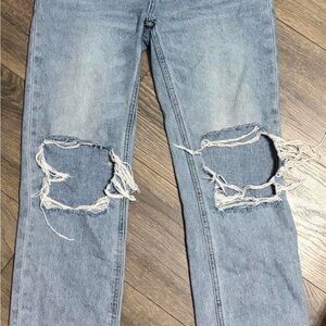 Women’s Light Blue Distressed Ankle Jeans